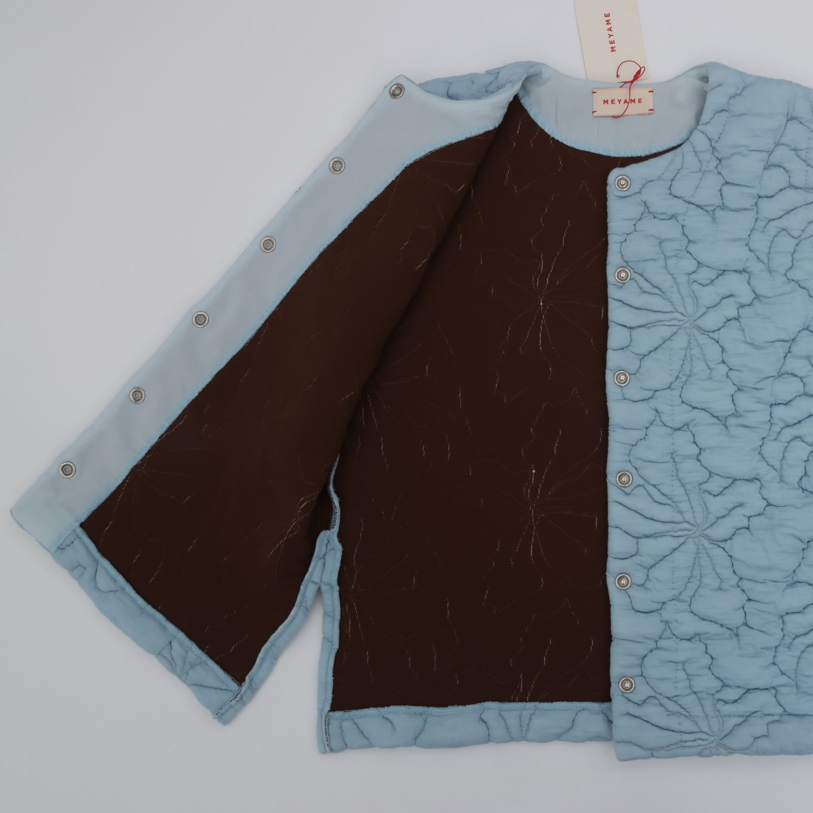 MEYAME メヤメ FLOWER QUILTING VEST LIGHT BLUE フラワー