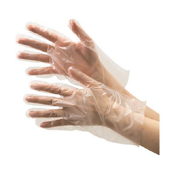 〔まとめ〕 ミドリ安全 ポリエチレン使い捨て手袋 外エンボス クリア L VERTE-580-L 1箱 200枚 〔×10セット〕 使いきり手袋