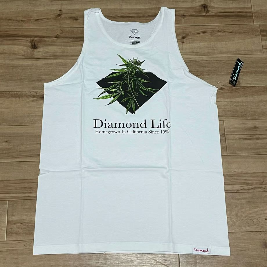 【L】 米国製 ダイヤモンドサプライ Diamond Supply Co タンクトップ 白 Homegrown ストリート (TT3)