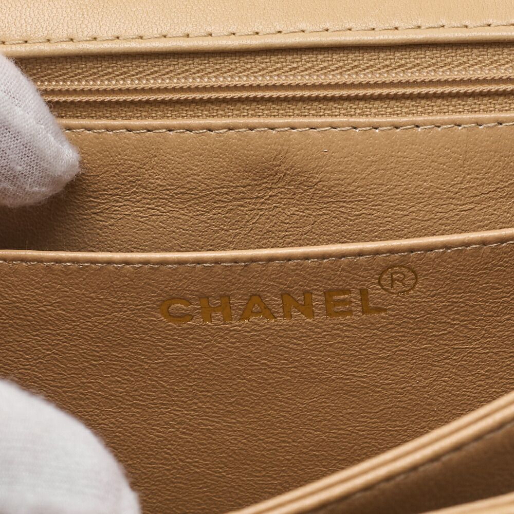 CHANEL シャネル マトラッセ ダイアナフラップ ワンショルダーバッグ ラムスキン ベージュ ゴールド金具 ショルダーバッグ ハイブランド DECORATOM_COM_BR