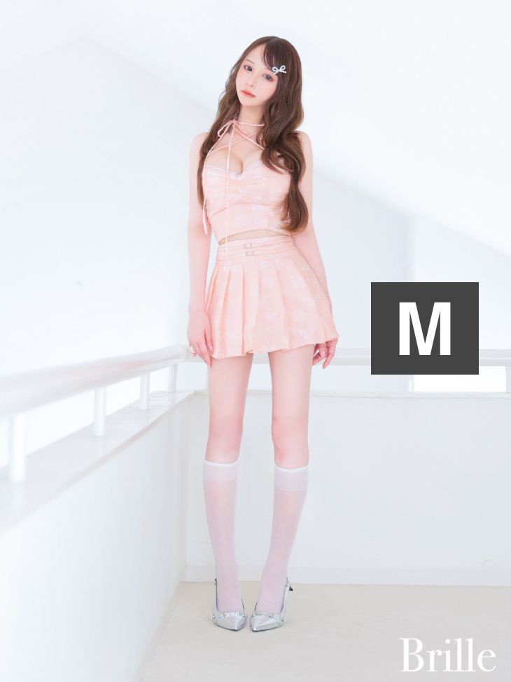 Mサイズ ピンク Brille3788 leur de brille setup dress brille|ブリエ ROBE de FLEURS|ローブドフルール フラワージャガード| リボンチョーカー| フ | セットアップ| ミニドレス| キャバドレス