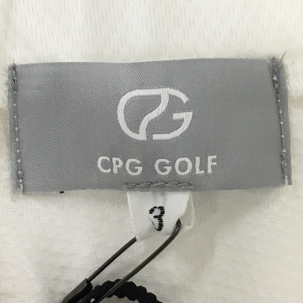 新品】CPG 半袖ハイネックシャツ 白×レッド メッシュ調 ロゴプリント