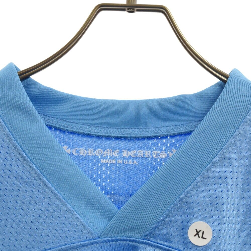 CHROME HEARTS クロムハーツ MESH WARM UP JERSEY TEE ロゴナンバリングプリント メッシュ 半袖Tシャツ カットソー ブルー