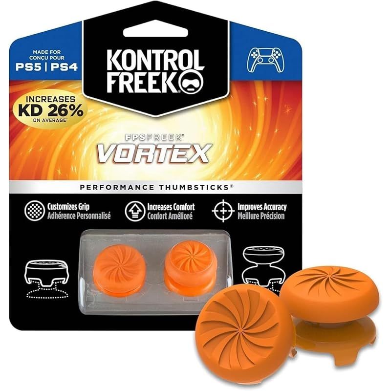 KontrolFreek FPS フリーク Vortex PS4/5 コントローラー用 パフォーマンスサムスティック エイム精度向上 ハイライズ凸タイプu0026ミッドライズ凹タイプ 2100-PS5 オレンジ