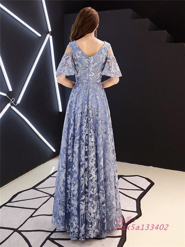 水色ドレス エレ上品 結婚式ドレス パーティードレス ワンピース ロング 二次会 ロング丈 上品 母親 パーティードレス ドレス 結婚式 hax5a133402