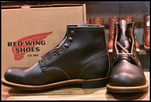 【9.5D 箱付 未使用 24年】レッドウィング 3345 ブラックスミス 黒 プレーリー プレーントゥ レースアップ ブーツ redwing HOPESMORE【EJ513】