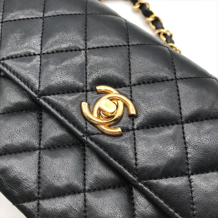 良品 CHANEL シャネル ココマーク ミニ マトラッセ ラムスキン ターン