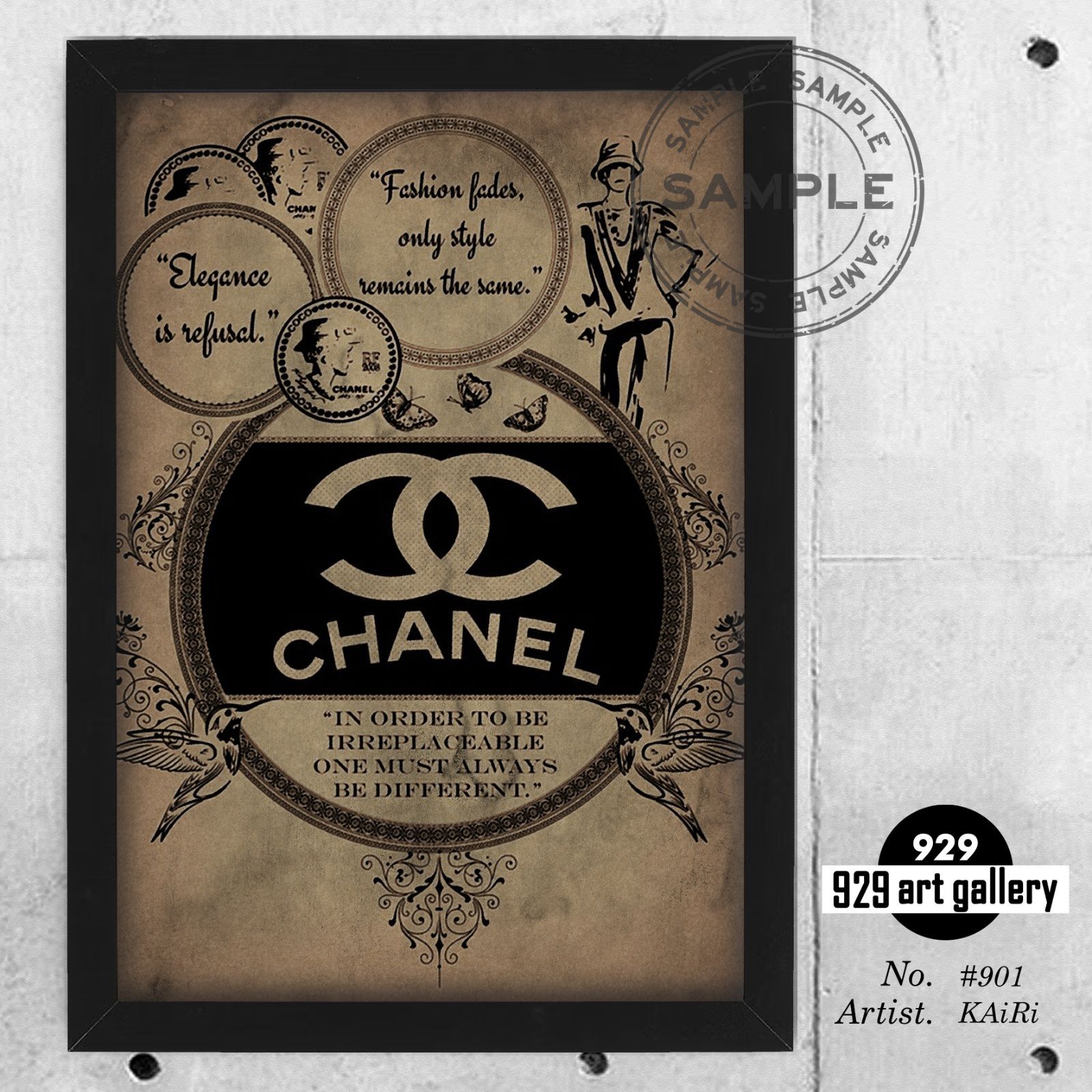 CHANEL type☆A4額装済オマージュアートインテリアポスター#901