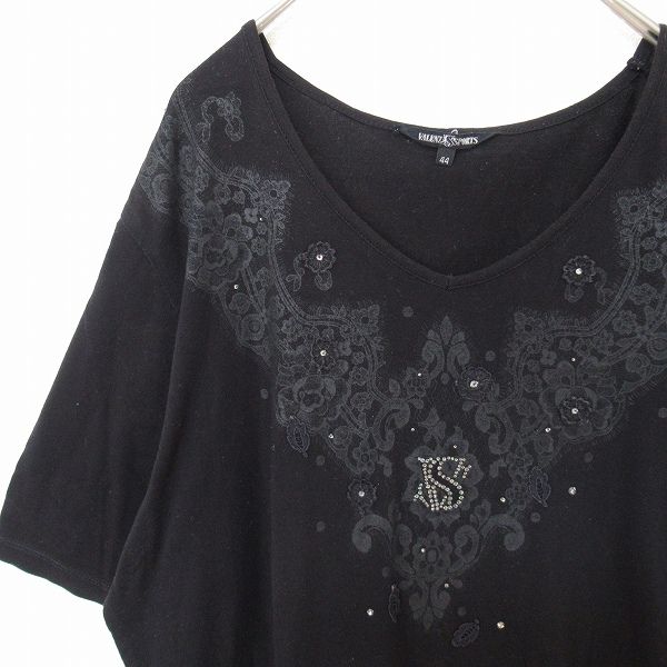 VALENZA SPORTS バレンザスポーツ Tシャツ カットソー ラインストーン
