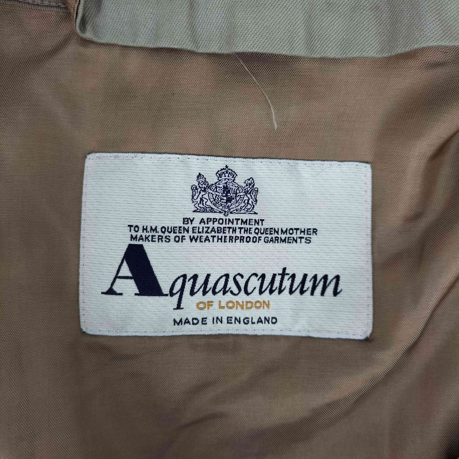 アクアスキュータム AQUASCUTUM 90S 英国製 ライナー付き 裏地チェック 比翼 ステンカラー コート メンズ 表記無 