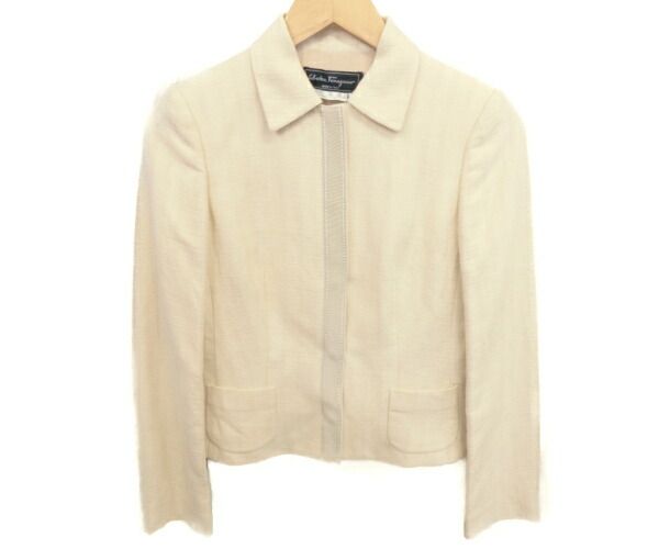 ✨希少✨salvatore ferragamo フェラガモ　シャツジャケット Salvatore Ferragamo フェラガモ 麻混 シャツジャケット 40 - メルカリ