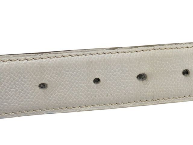 HERMES　85　ベルト　ホワイト　ブラック　シルバー金具 HERMES85ベルトホワイトブラックシルバー金具