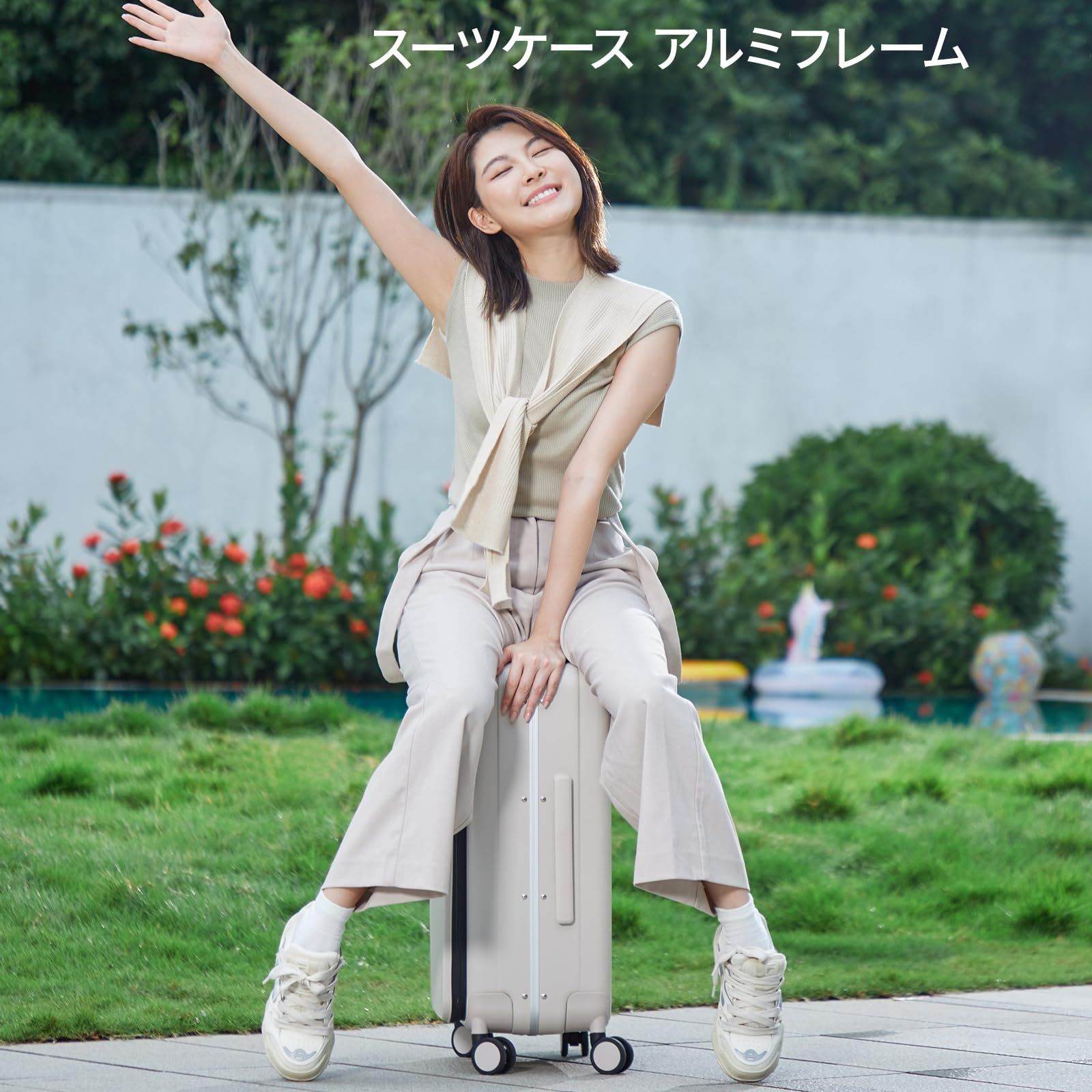 Hanke 1泊2日 キャリーケース ssサイズのみ アルミ スーツケース 機内持ち込み PC 素材 耐衝撃 軽量 小型 片面開き ハード TSAロック 静音キャスター キャリーバッグ 2泊3日 アイボリーホワイト