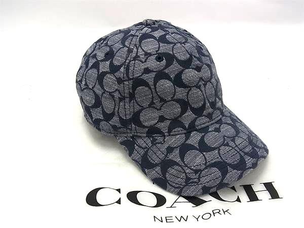 COACH コーチ C6679 シグネチャー コットン100％ ベースボールキャップ 帽子 レディース メンズ ブルー系 FM4091