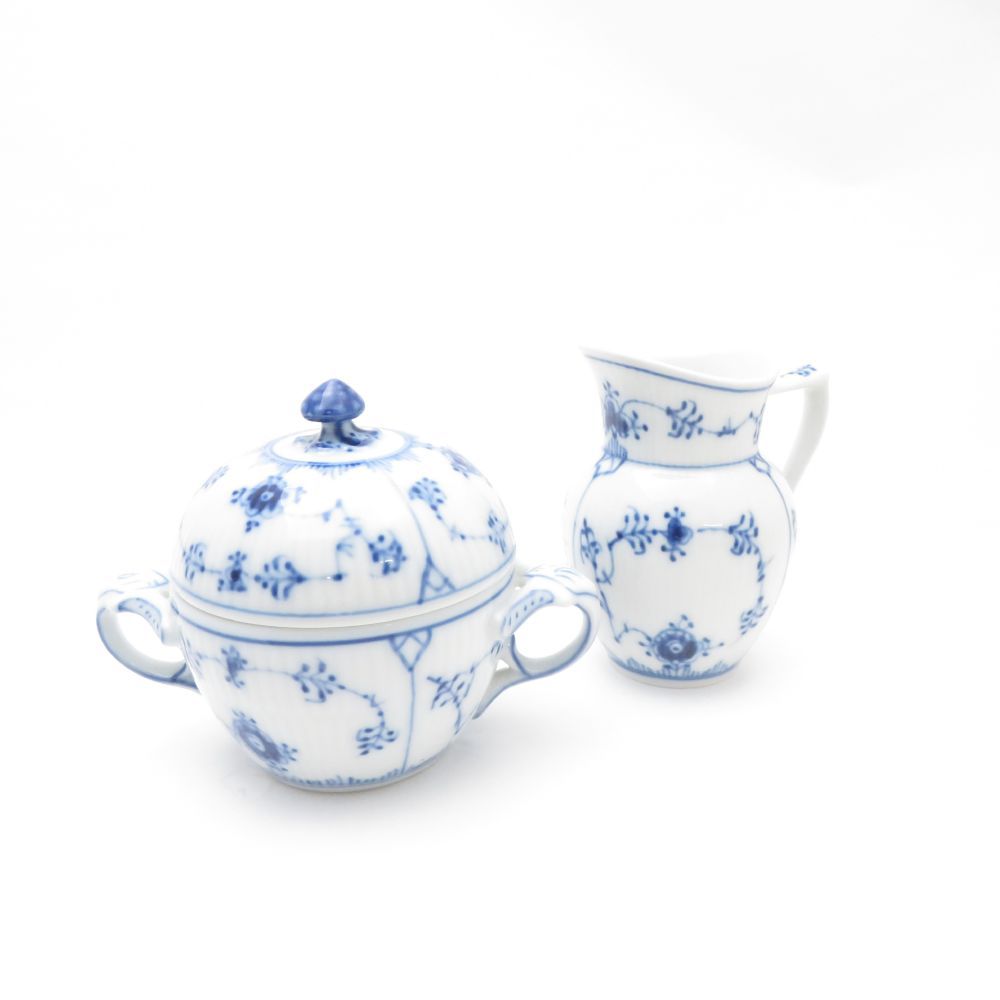 ROYAL COPENHAGEN ロイヤルコペンハーゲン ブルーフルーテッドプレイン シュガーポット クリーマー 2点 セット SY12400B3