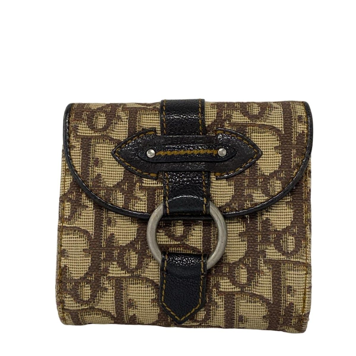 DIOR|ChristianDior ディオール|クリスチャンディオール 2つ折り財布 ロゴグラム ブラウン×ダークブラウン レザー