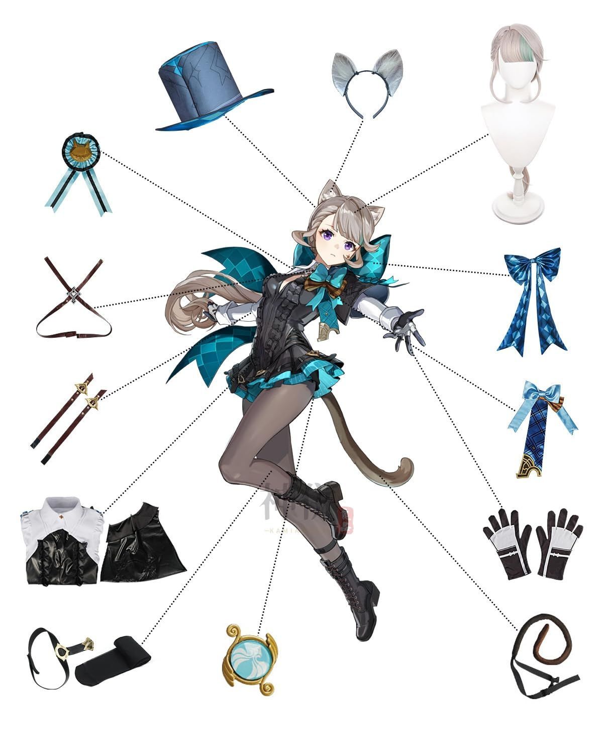 大人用 仮装 コスチューム 文化祭 フルセット コスプレ衣装 Genshin 原神 Lynette リネの助手 cosplay ウィッグ付き リネット コスプレ ウィッグ付きM リネット new 神併