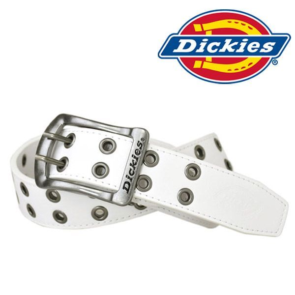 Dickies Belt “06 White” Brand New Unused Dickies PU Leather Belt Double Hole Grommet Double Pin [G1C] Fashion Mens