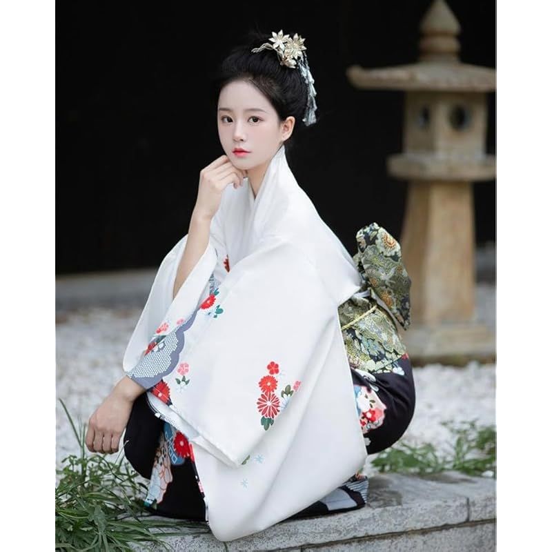 Lady Lazy レディレイジー 着物 和服 昭和レトロ 花 和装 コスプレ 帯 扇子 帯紐 4点セット 1