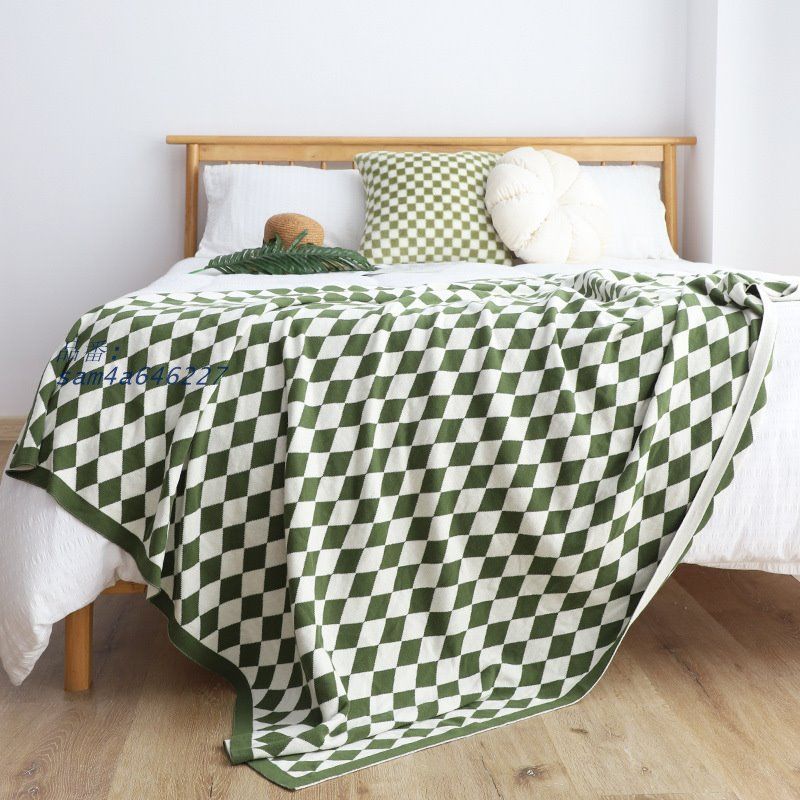 白黒純綿菱格カジュアルカーペット寝室ベッドカーペットリビングソファカバーカーペット毛布 am4a646227