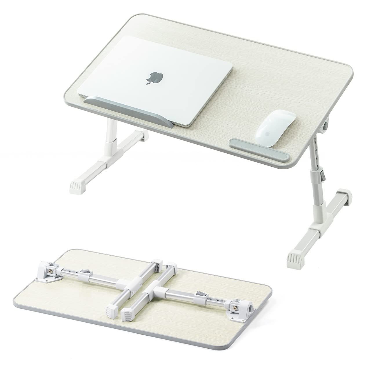 サンワダイレクト パソコンテーブル 折りたたみ ロータイプ 幅60.2×奥行33.2cm 15.6型ノートPC対応 高さ24.5～32.5cm 木目調 ホワイト 100-MR196W 幅60.2×奥行33.2cm ホワイト