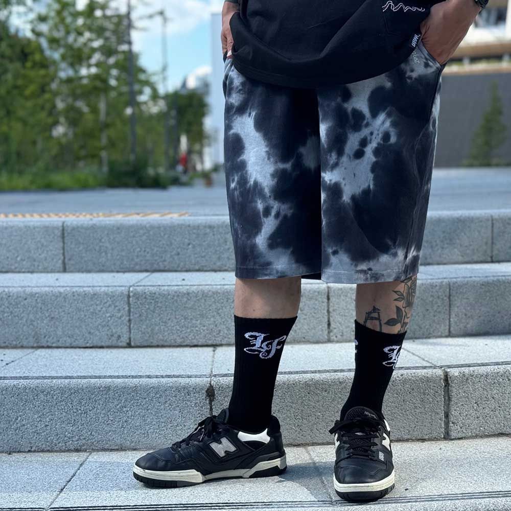 LEFLAH タイダイスウェットショーツ (BLACK) SHORTS ショートパンツ