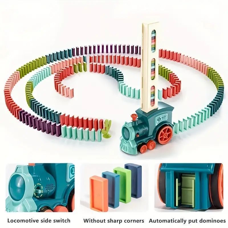 自動配置ドミノ電気鉄道ブロックセット - ハロウィン＆クリスマスギフトに最適、3歳以上向け知育おもちゃ