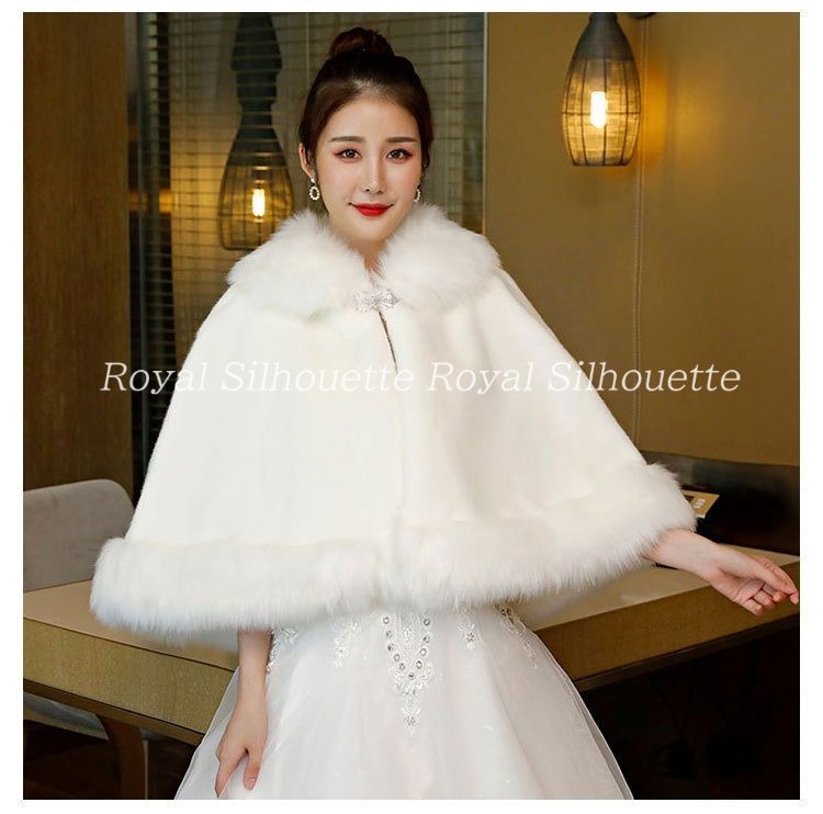 新生の ショール ケープ ファー フェイクファー ホワイト 白 結婚式 花嫁 二次会 パーティー ウェディング フェミニン ガーリー お呼ばれ 食事会 豪華 プリンセス 森ガール 冬 コート