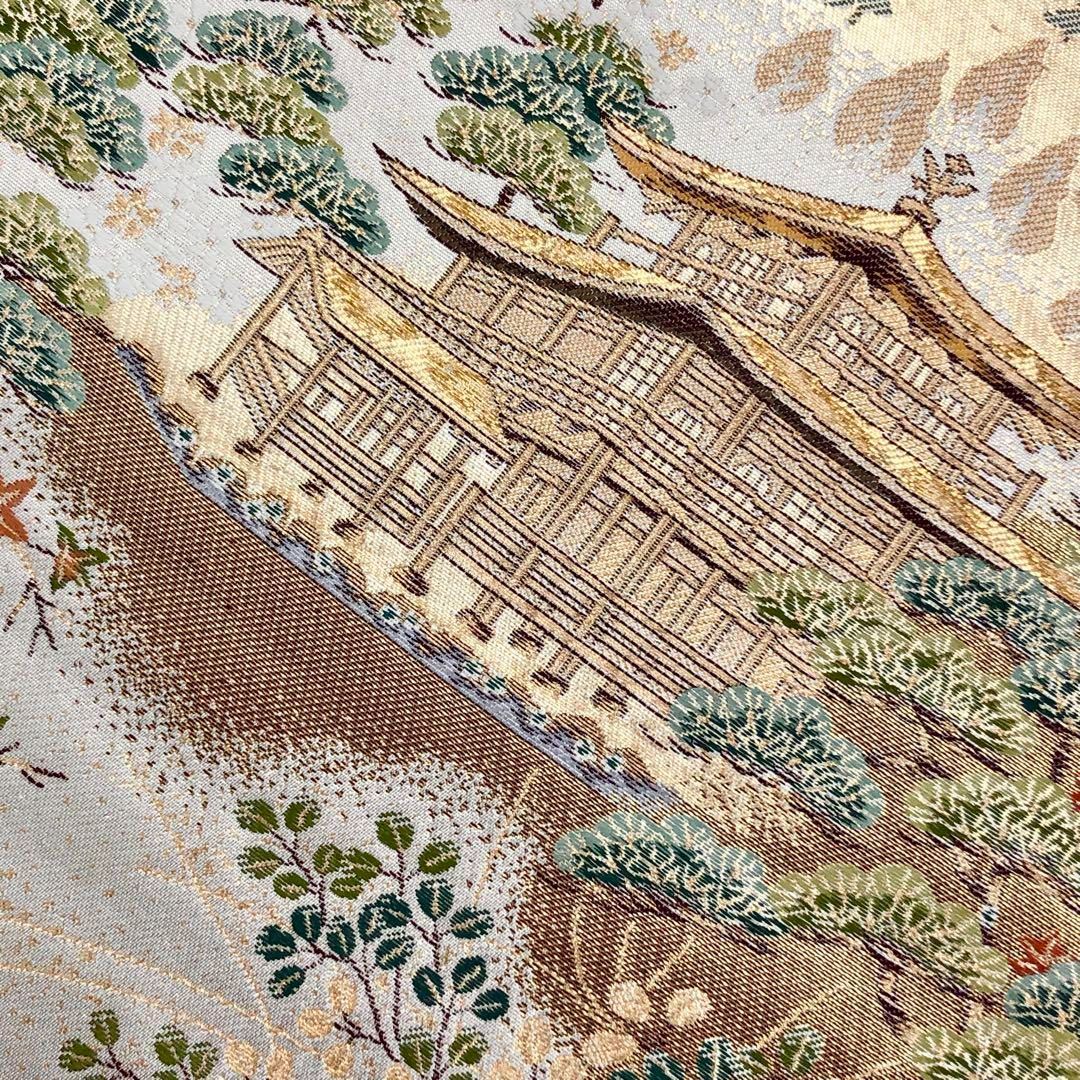 袋帯 本金二重箔 金閣寺 松 萩 金糸 薄香色 ガード加工 O-3557 - メルカリ 