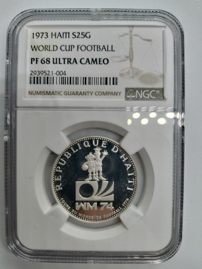 NGC PF68 ULTRA CAMEO 1973年 ハイチ 25グールド銀貨 サッカー
