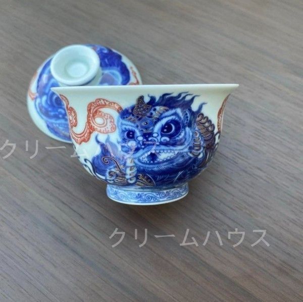 中国茶器 景徳鎮 青花釉里紅竜紋三才蓋碗 茶杯 新品未使用 中国茶器 景徳鎮 青花釉里紅竜紋三才蓋碗 茶杯 新品未使用