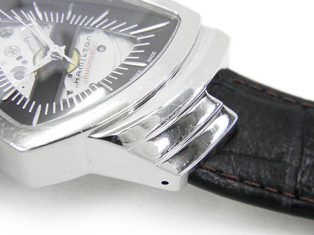 ハミルトン メンズ腕時計 ベンチュラ オート 自動巻 ブラウン 革ベルト スケルトン