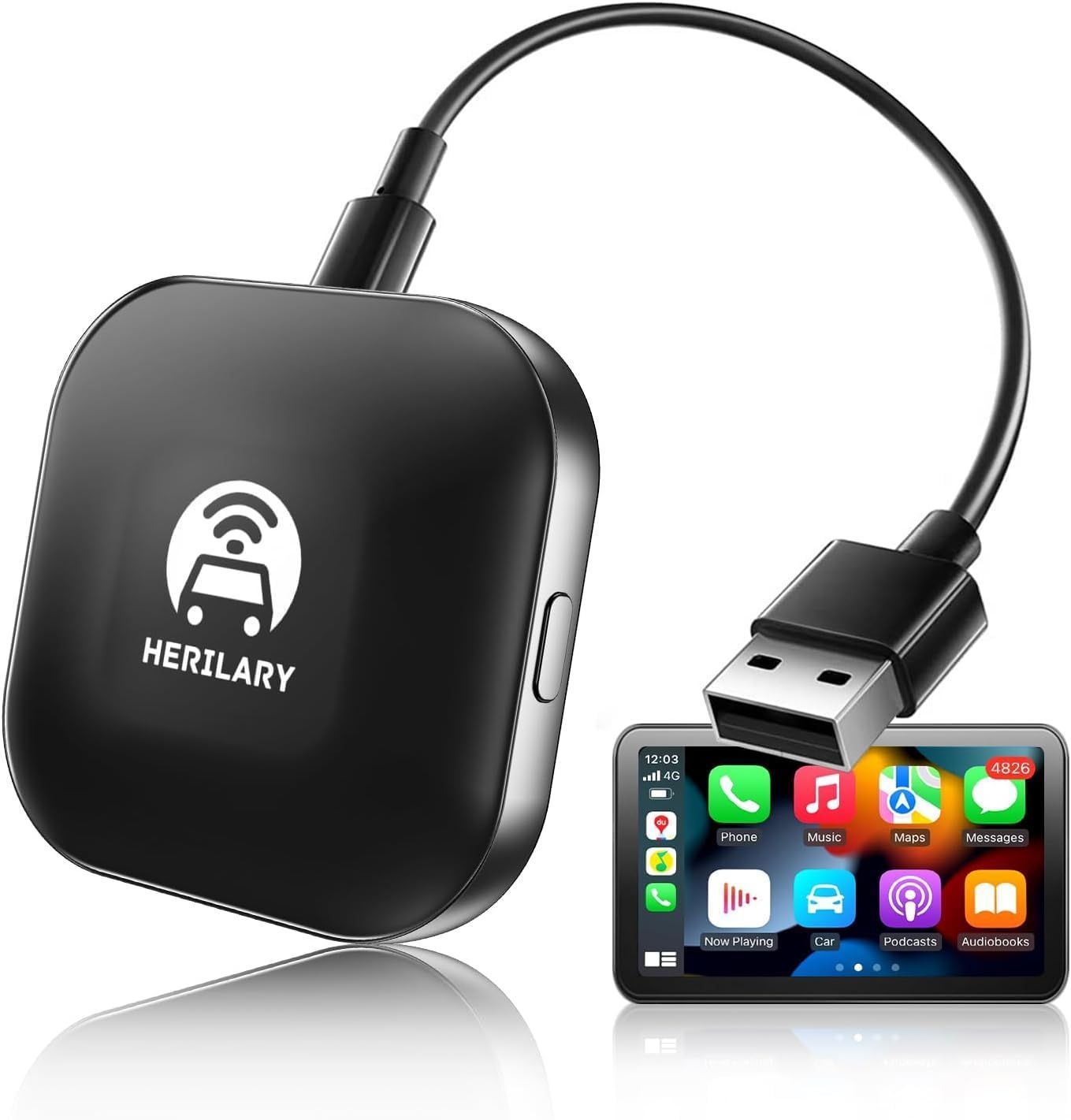 SENZZ carplay ai box CarPlayワイヤレスアダプター 有線接続のみの純正CarPlayを無線化する最新wirelessアダプター 道案内マップ/音楽/Siri/通話/メッセージ受送信 iPhone のみ対応CarPlay対応の車両
