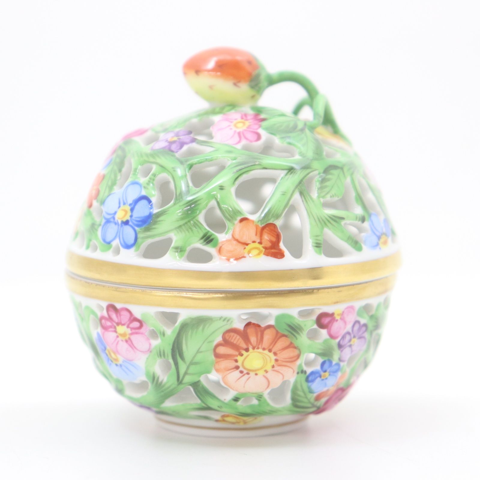 ヘレンド HEREND 透かし彫り 限定品 クラウン ボンボニエール 小花 Herend ヘレンド ハート型 透かし ボンボニエール 小物入れ