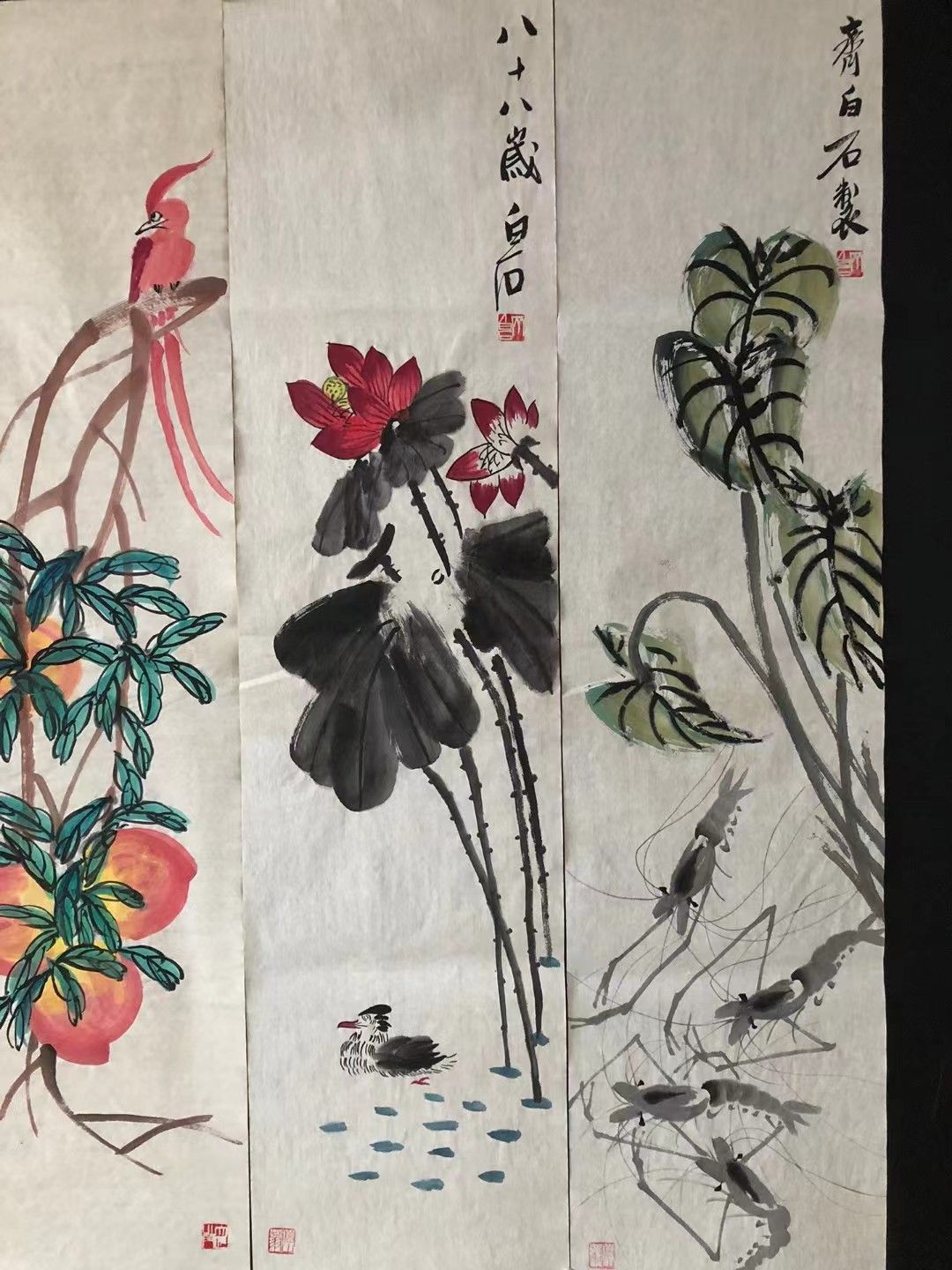 中国古美術☆名人書画·肉筆手絵·斉白石款·花鳥紋·表装していない· 書道品 书房置物 珍品画 - メルカリ