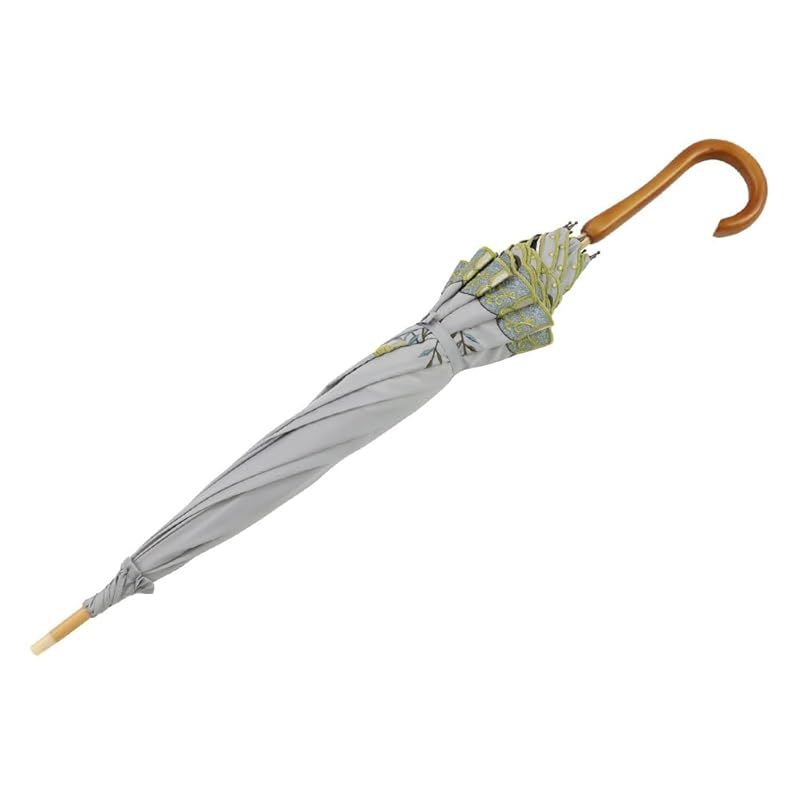 シノワズリーモダン 日傘 長日傘 女優日傘 1級遮光 晴雨兼用 遮熱 逃熱 UVカット UPF50＋ かわず張り 花鳥 ライトグレー2 HRDEVELOPMENT_JP