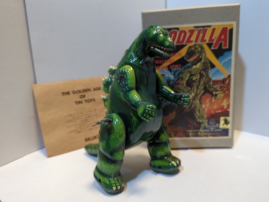 ビリケン商会 ゼンマイ歩行ブリキ ゴジラ グリーン 180mm