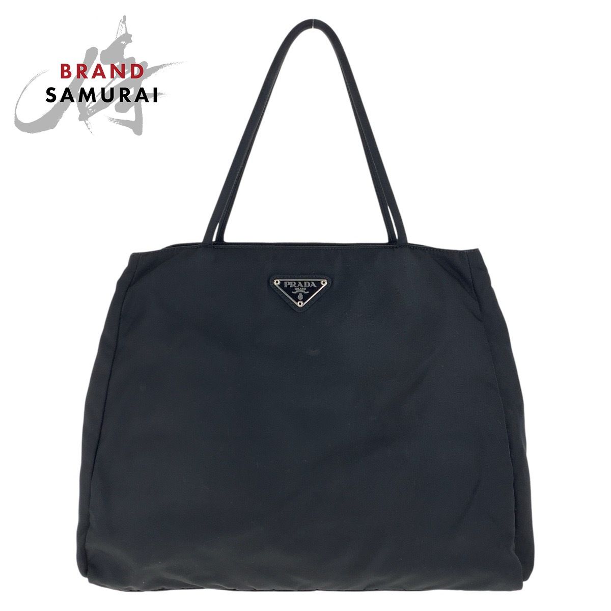 美品 PRADA プラダ テスート 三角ロゴプレート ブラック 黒 シルバー  
