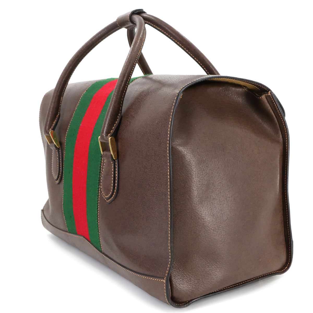 グッチ GUCCI シェリーライン ボストン バッグ レザー ブラウン