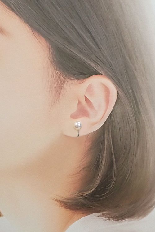 アコヤ真珠 イヤリング K14ホワイトゴールド 一粒パール 中古 宝正  