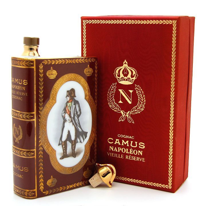 A-459 未開栓 CAMUS NAPOLEON カミュ ナポレオン ブック 22K GOLD コニャック COGNAC 陶器 古酒 4本まとめ  替え栓 箱付き 紳士と淑女 - 飲料