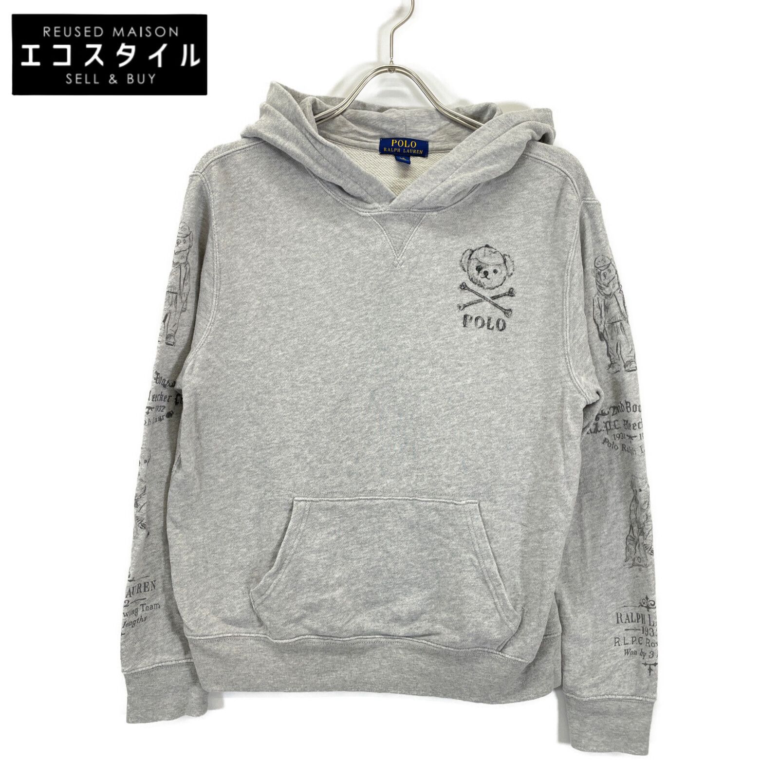 POLO RALPH LAUREN ポロ ラルフローレン ｸﾞﾚｰ ﾎﾟﾛﾍﾞｱ ｽｹｯﾁ ﾊﾟｰｶｰ L