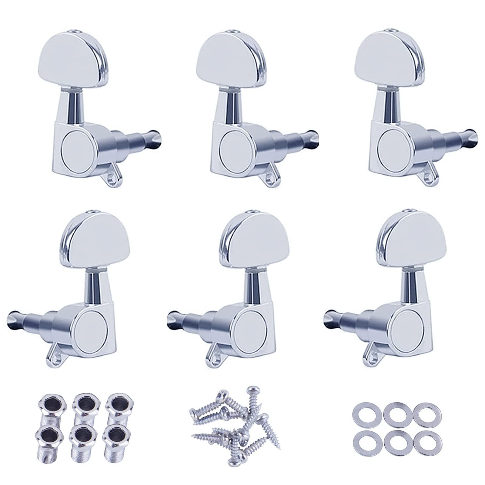 ネジ付き メタル ギター用 3L＆3Rギターペグ ペグ 交換パーツ 6個