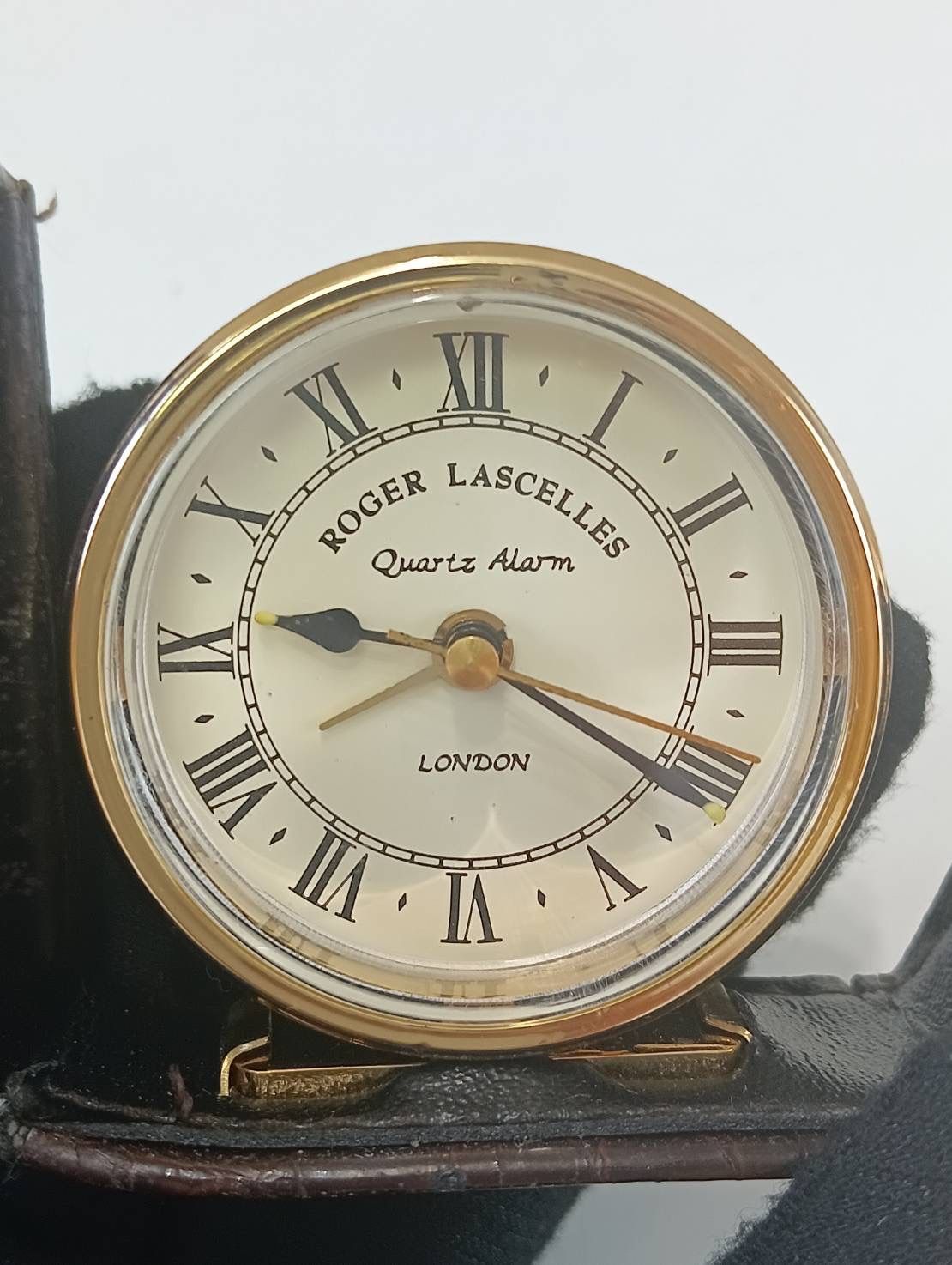 品 Roger Lascelles ロジャーラッセル クォーツ アラーム付き卓上時計 トラベルクロック 目覚まし時計 イギリス製 現状品