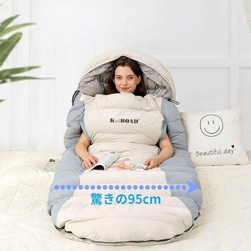 保温寝袋 封筒型 冬用 シュラフ コンパクト おしゃれ -10度耐寒 冬用 封筒型 320T防水 2.5kg 両手出せる 防寒 アウトドア キャンプ用 収納袋付 丸洗い可 防災 登山 車中泊対応