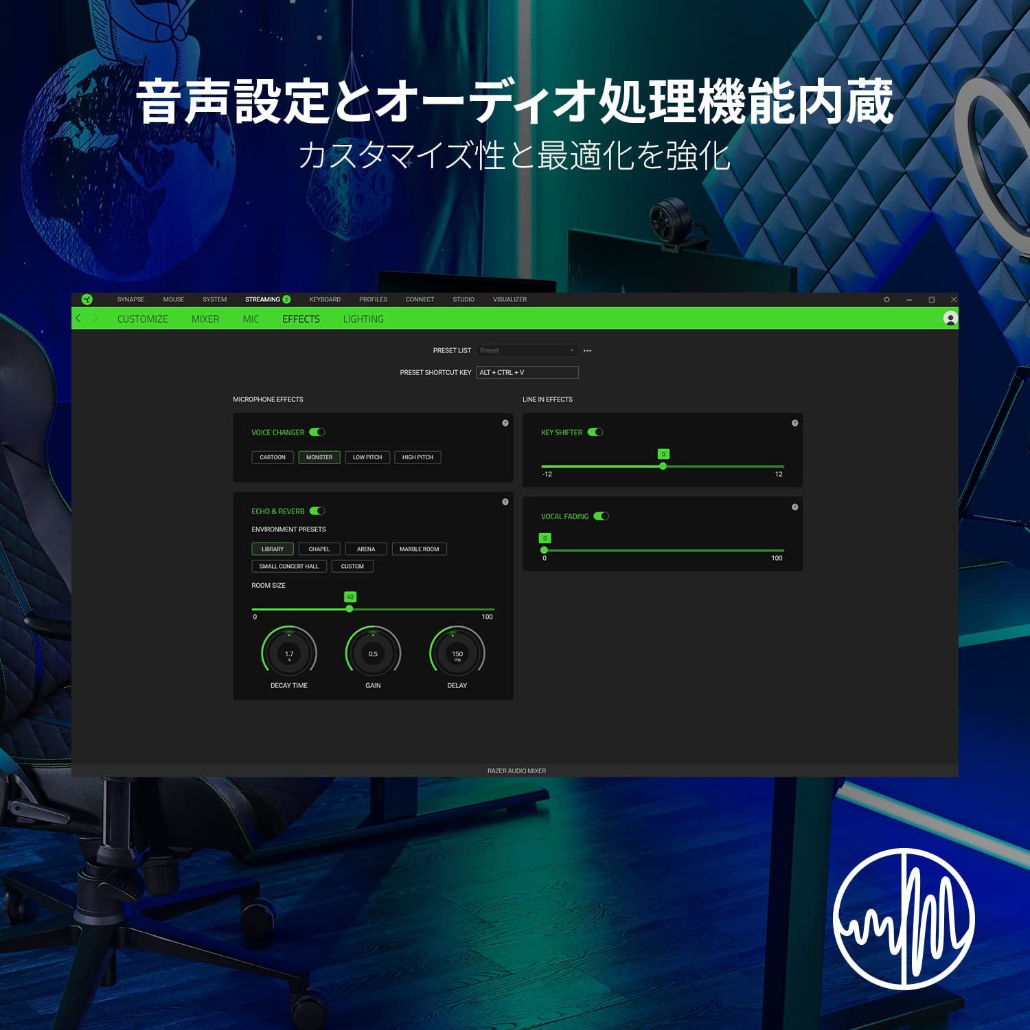 ミュートボタン付き ストリーミング配信