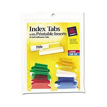 Self-Adhesive Tabs with White Printable Inserts 1 Inch Assorted Tab 25/Pack (並行輸入品)