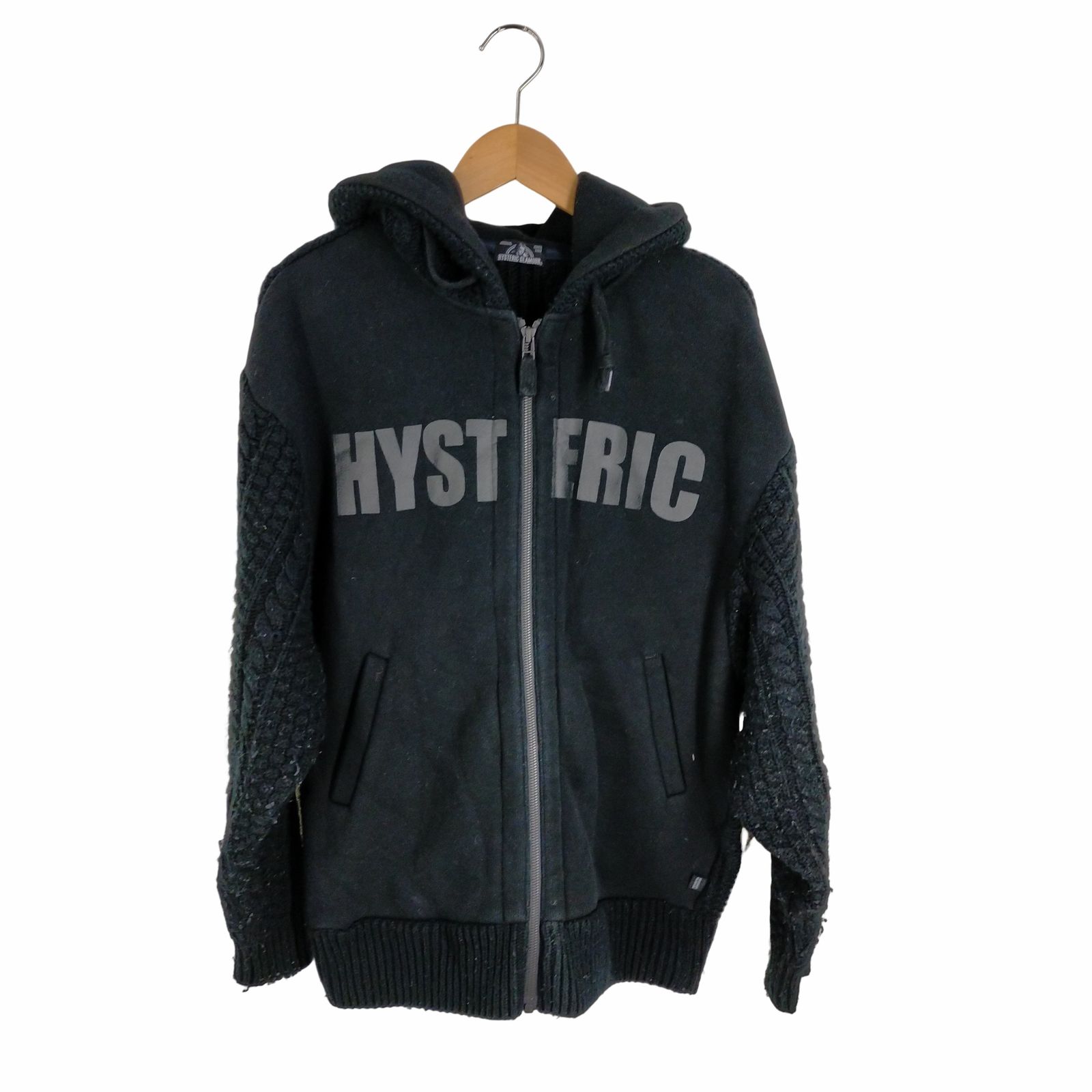 ヒステリックグラマー HYSTERIC GLAMOUR ニット切替ロゴプリントジップ