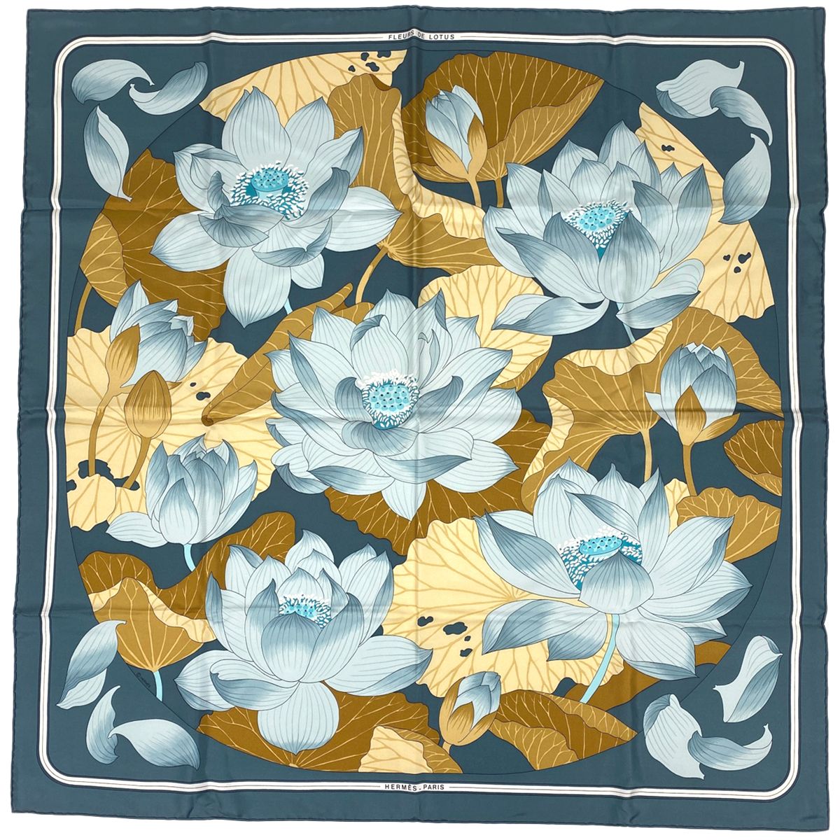 エルメス HERMES カレ 90 FLEURS DE LOTUS 蓮の花 スカーフ シルク