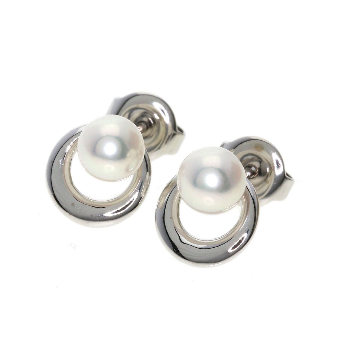 MIKIMOTO ミキモト アコヤパール 真珠 ピアス K18WG レディース